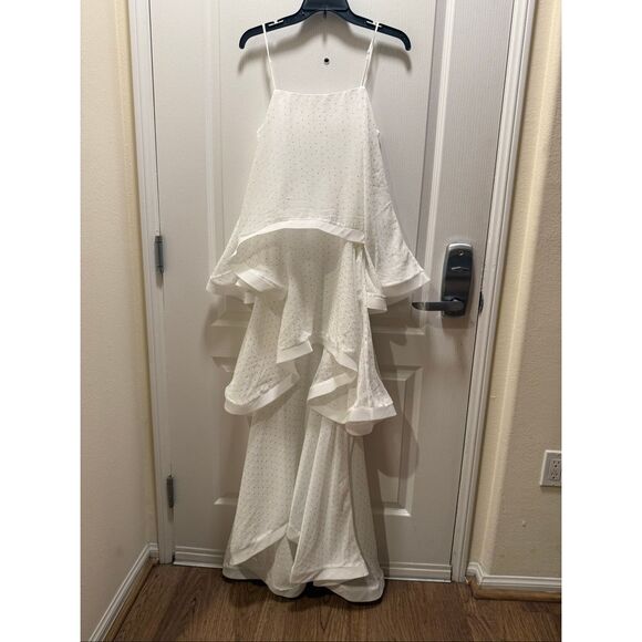 Elliatt Moss Tiered Embellished Gown White bachelorette wedding Bridal size S NW - Picture 7 of 11